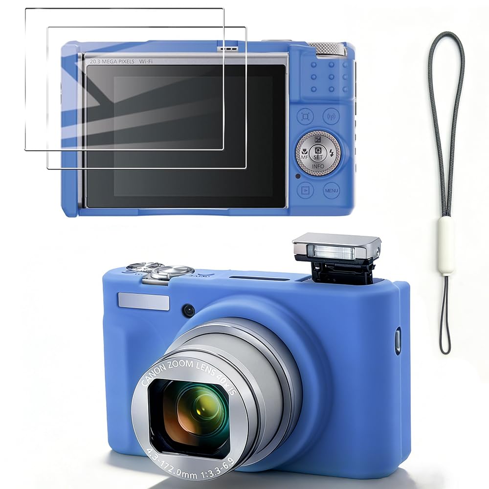 Tedubax Silicone Case for Canon PowerShot SX740/SX730 HS with 2PCS Screen Protector and Lanyard,Soft Anti-Scratch Camera Cover,Slim Fit Carrying