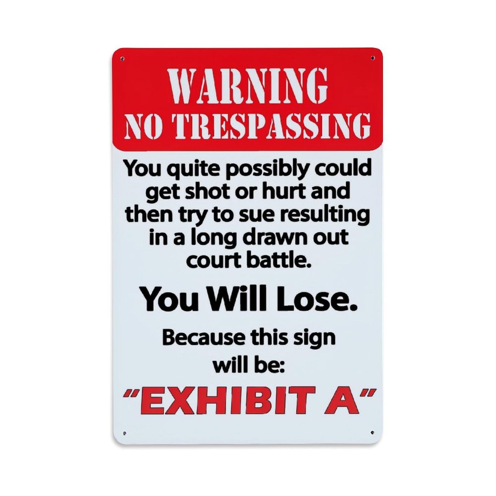 Jdfenggu Vintage Warning No Trespassing Sign Pattern Retro Metal Tin Sign, Decor Art Poster For Bar, Home, Man Cave, Kitchen, Laundry Room Gift 8X12inch