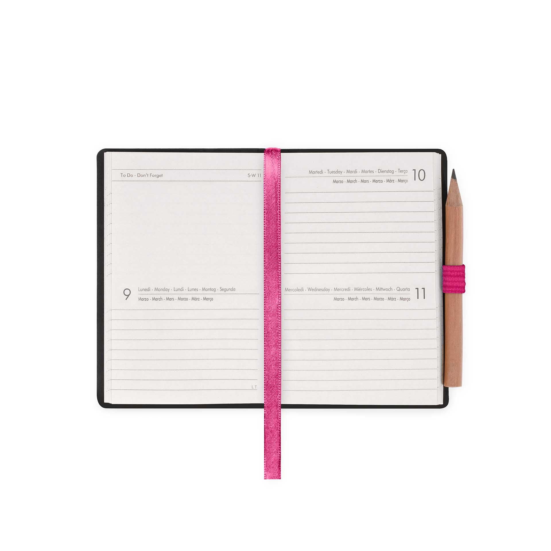 Legami Agenda biquotidien Mini 2026 Raspberry 12 mois carnet d'adresses crayon inclus fermeture élastique papier FSC 7 x 10 cm