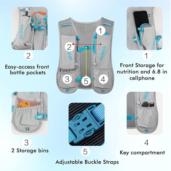 Hydration Backpack, Geila Running Hydration Vest, Marathon Trail Running Backpack, Breathable Rucksack Outdoors Sport Marathoner Running Vest, Light Water Backpack
