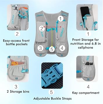 Hydration Backpack, Geila Running Hydration Vest, Marathon Trail Running Backpack, Breathable Rucksack Outdoors Sport Marathoner Running Vest, Light Water Backpack