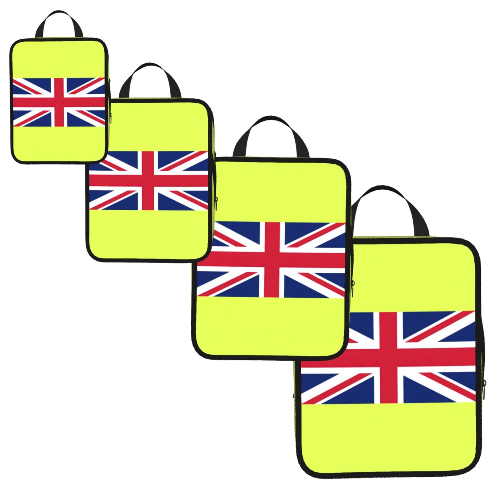 UK Flag Print 4 Set Compression Packing Cubes for Suitcases,Expandable Storage Bag Organizers