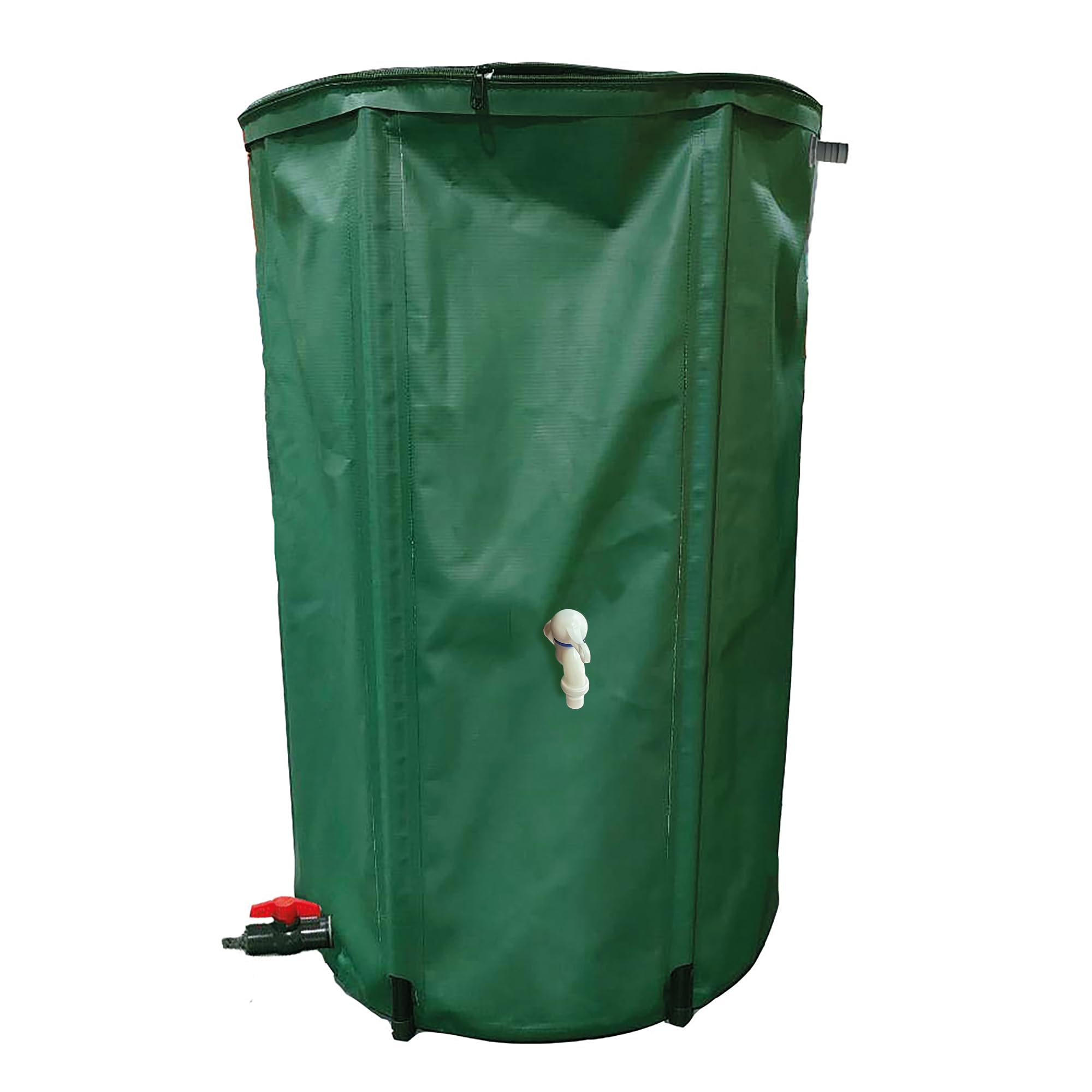 S&M 590344 – Depósito recuperador de Agua de Lluvia 200 L | Plegable, de PVC de Alta Resistencia Color Verde | con Grifo, válvula para mangueras, Salida antidesbordamiento y Filtro antihojas