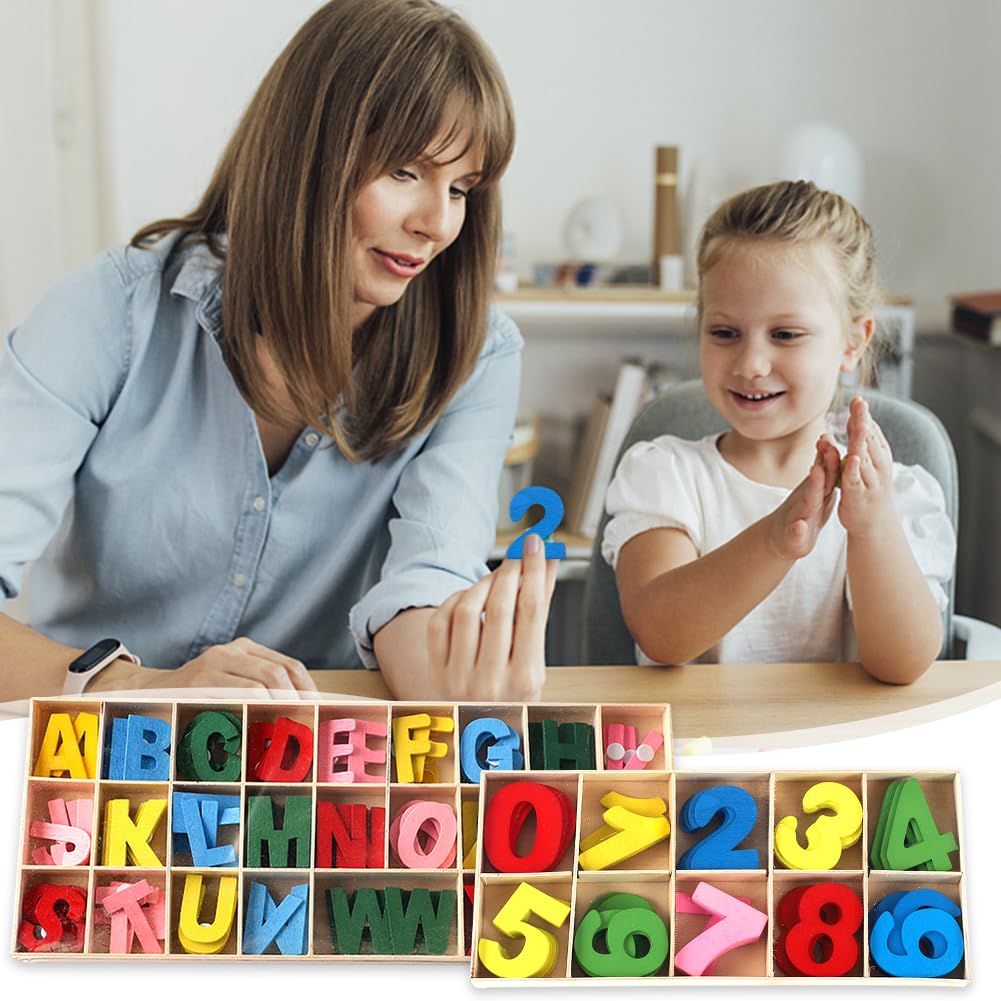 LGWJHCY 216 Pieces Wooden Letters and Numbers, Wooden Alphabet Numbers with Storage Compartment, DIY, Wedding, Display, Decor - Image 4