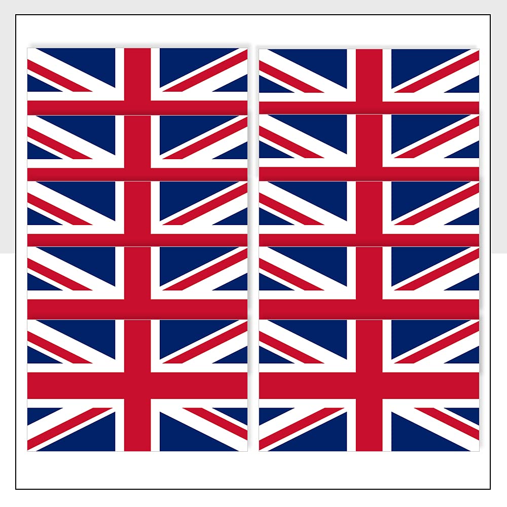 Packwith United Kingdom Flag Laptop Sticker Pack Of 10 (25 X 15Mm) Waterproof Gbr Labels For Bike Helmet Fridge Ipad Packwith® #P1058