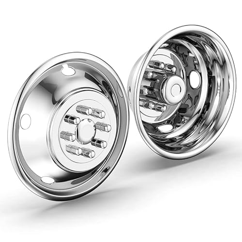 Startship 708D 17" Polished Stainless Steel Dually Wheel Simulator,4Pc Durable And Nice Looking Hubcaps,8 Lug 5 Hand Hole Wheel Cover Fit For 2003-2019 Dodge Ram3500 #TOP1