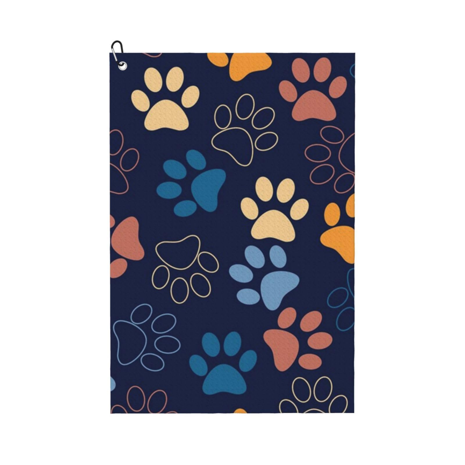 Hnnkloy Cute Dog Paw, 16x24 in Portable Waffle Golf Towels with Carabiner Clip for Golf Bag