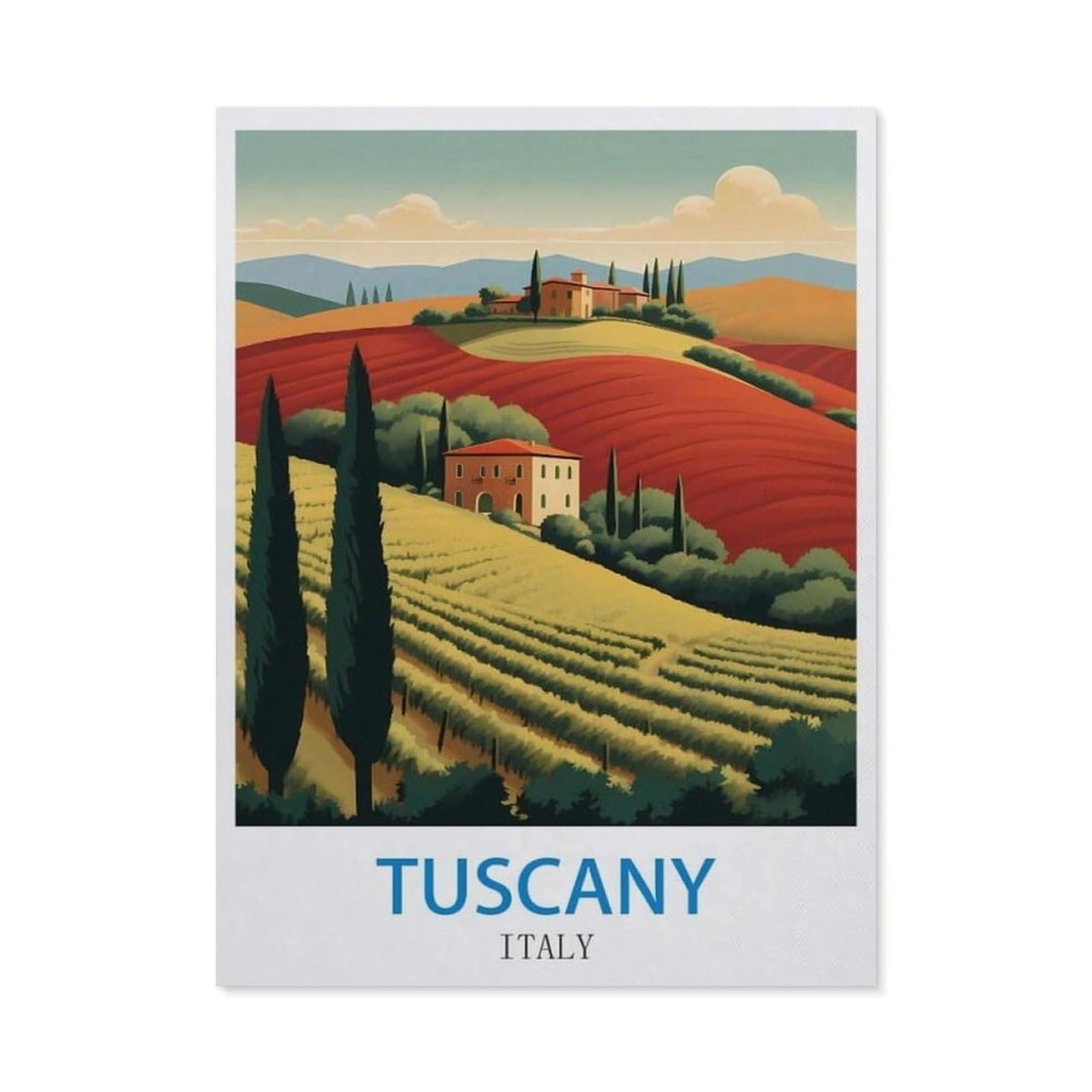 BEAYODKP Full Diamond 5D DIY Diamond Painting，Tuscany Italy ， Vineyard