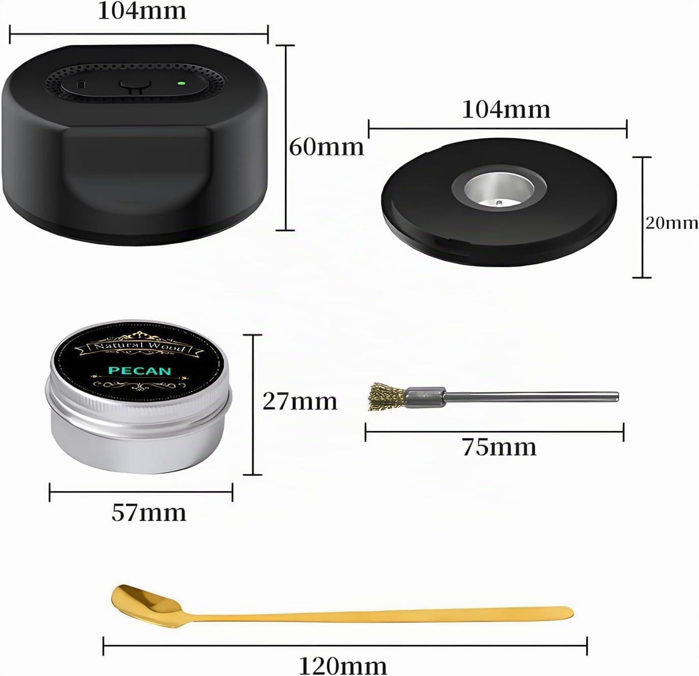 QUMOX Kit Ahumador para Cócteles con 6 Sabores de Virutas de Madera – KZ-31 Ahumador para Whisky Recargable USB-C, Apagado Automático, Sin Butano, Idea de Regalo para Amantes de los Cócteles