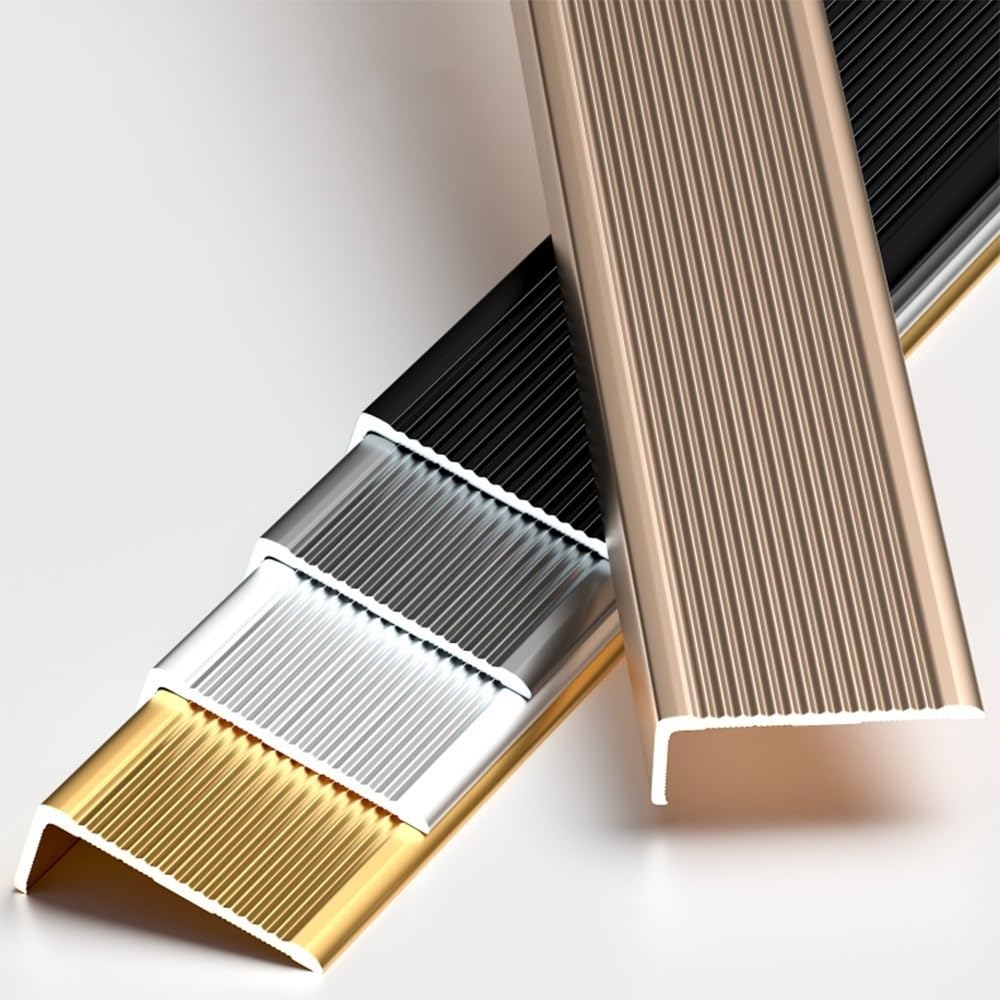 L-Sd - Protector de escalera de metal, tira antideslizante para peldaños interiores y exteriores, cubierta segura para peldaños de escalera, fácil de instalar