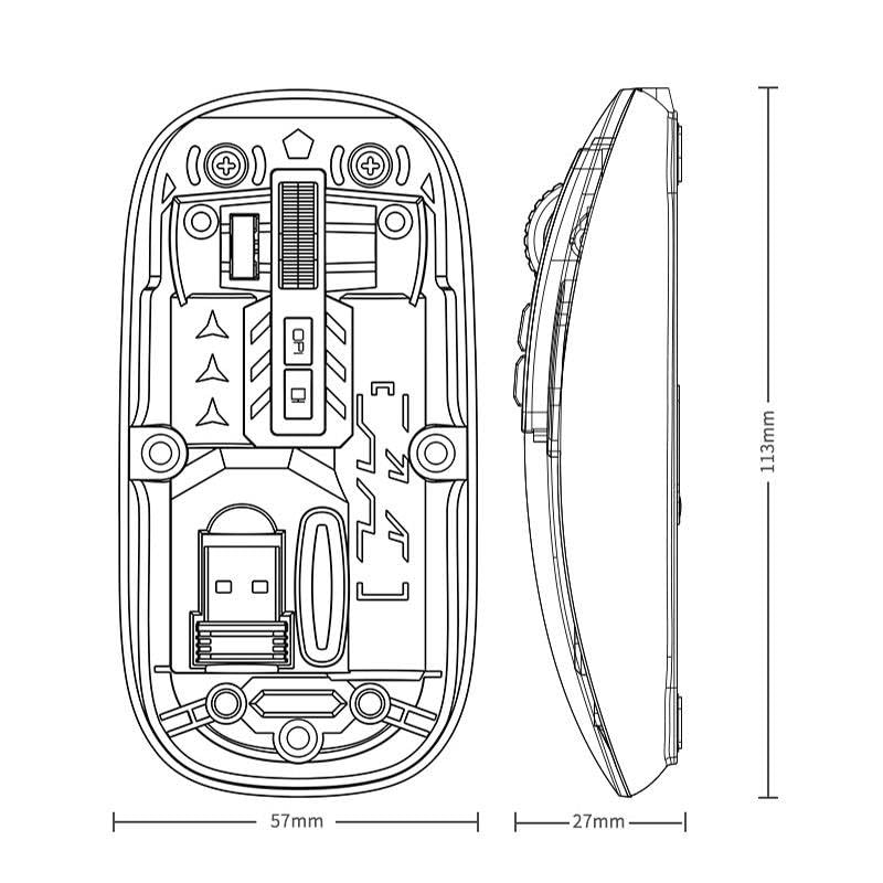Image of FORIDA Dual Mode Wireless Mouse (2.4G + Bluetooth 5.2), Rechargeable Transparent Silent Mouse with Magnetic Cover, 800 /1000 /1400 DPI for Laptop, PC, Tablet, Multicolor