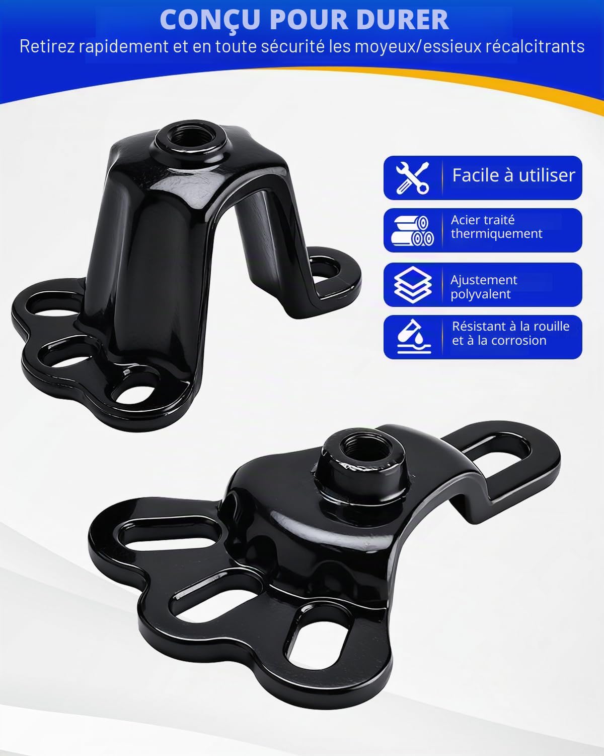 FreeTec Kit extracteur de moyeu et d'essieu universel | Essieu avant 95,25-114,3 mm, essieu arrière 114,3-139,7 mm | Outil d'extracteur de bride avec vis de pression et douille 5/8" x 18