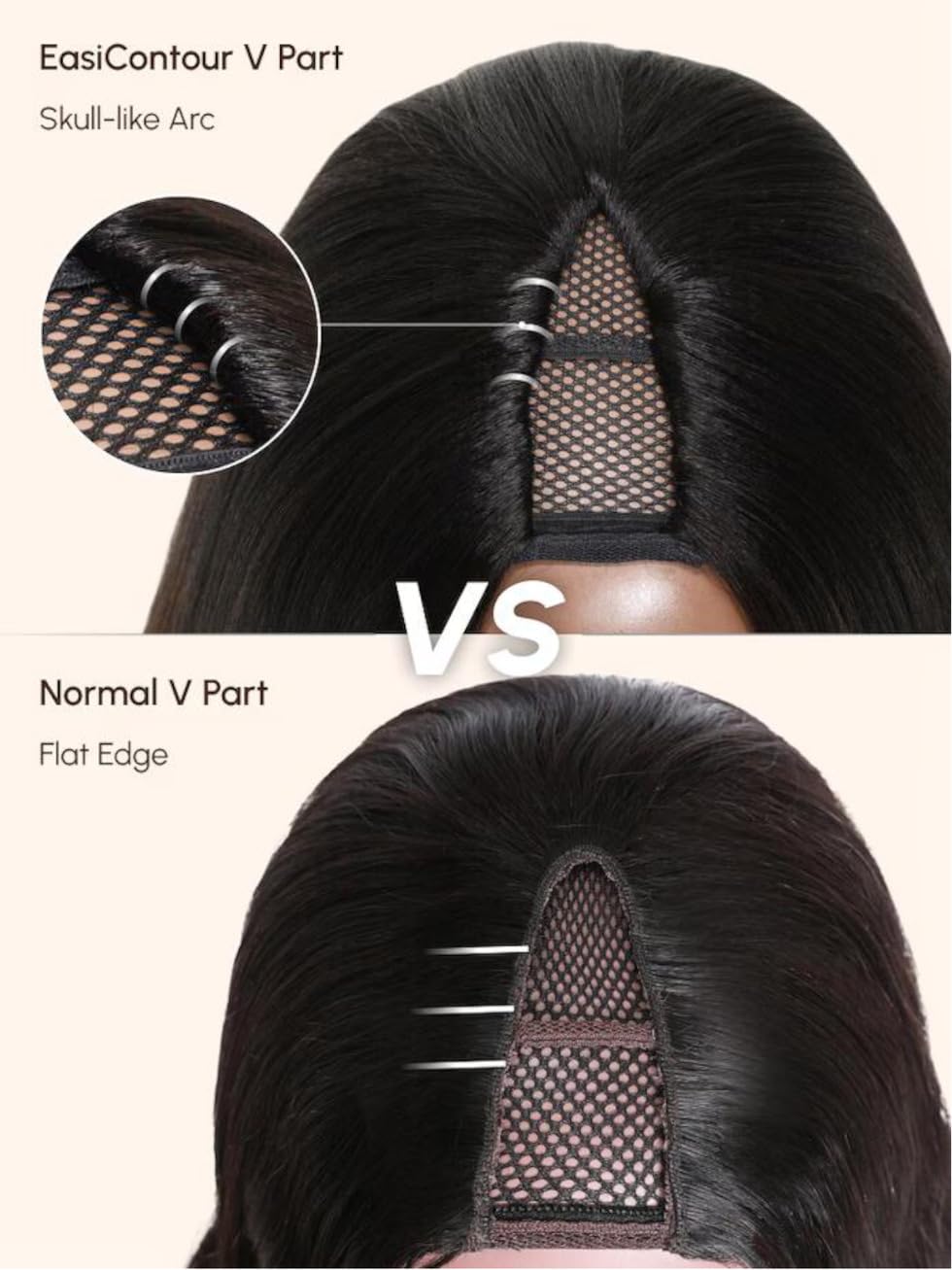 Amazon.com : UNICE EasiContour V Part Wigs Human Hair Yaki  display picture 3