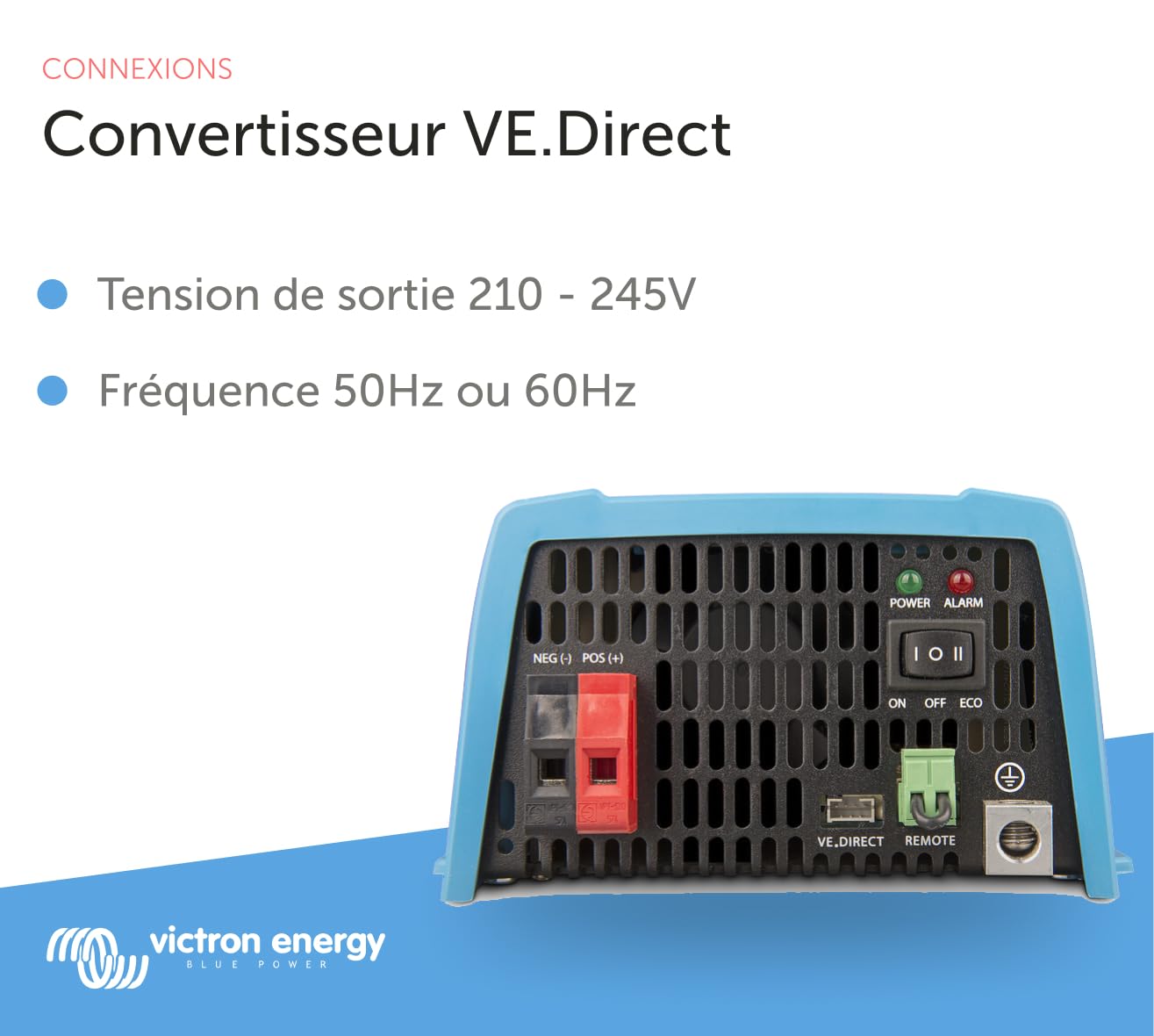 Victron Energy 250VA 12V 230V CA Convertisseur à Onde Sinusoïdale Pure avec CEI