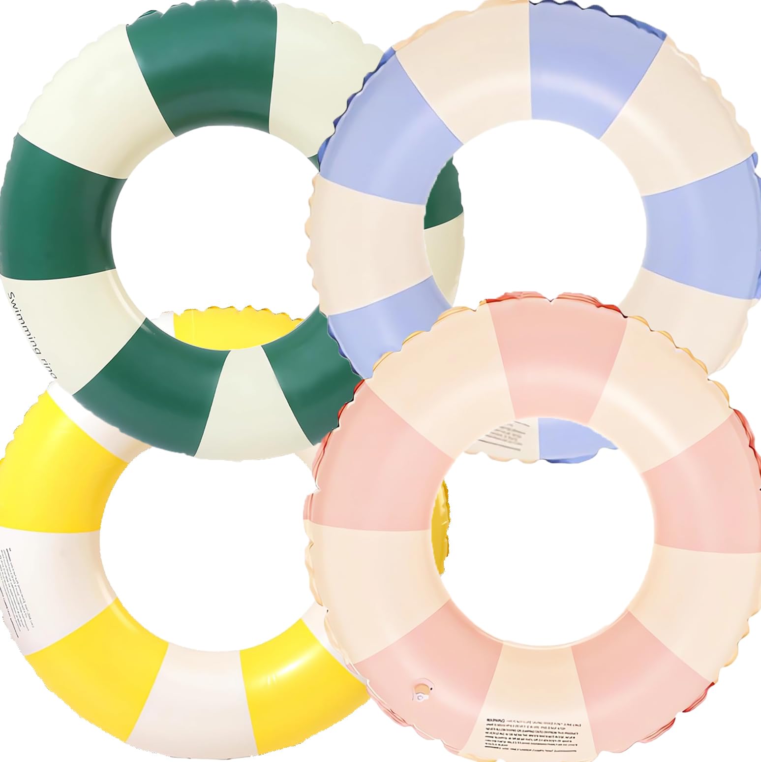 4 Pieces Swimming Ring Adult Air Mattress Swimming Hoop Inflatable Swimming Pool Float, Swimming Ring Tube for Summer Pool Party (Blue + Pink + Green + Yellow) โ image 1