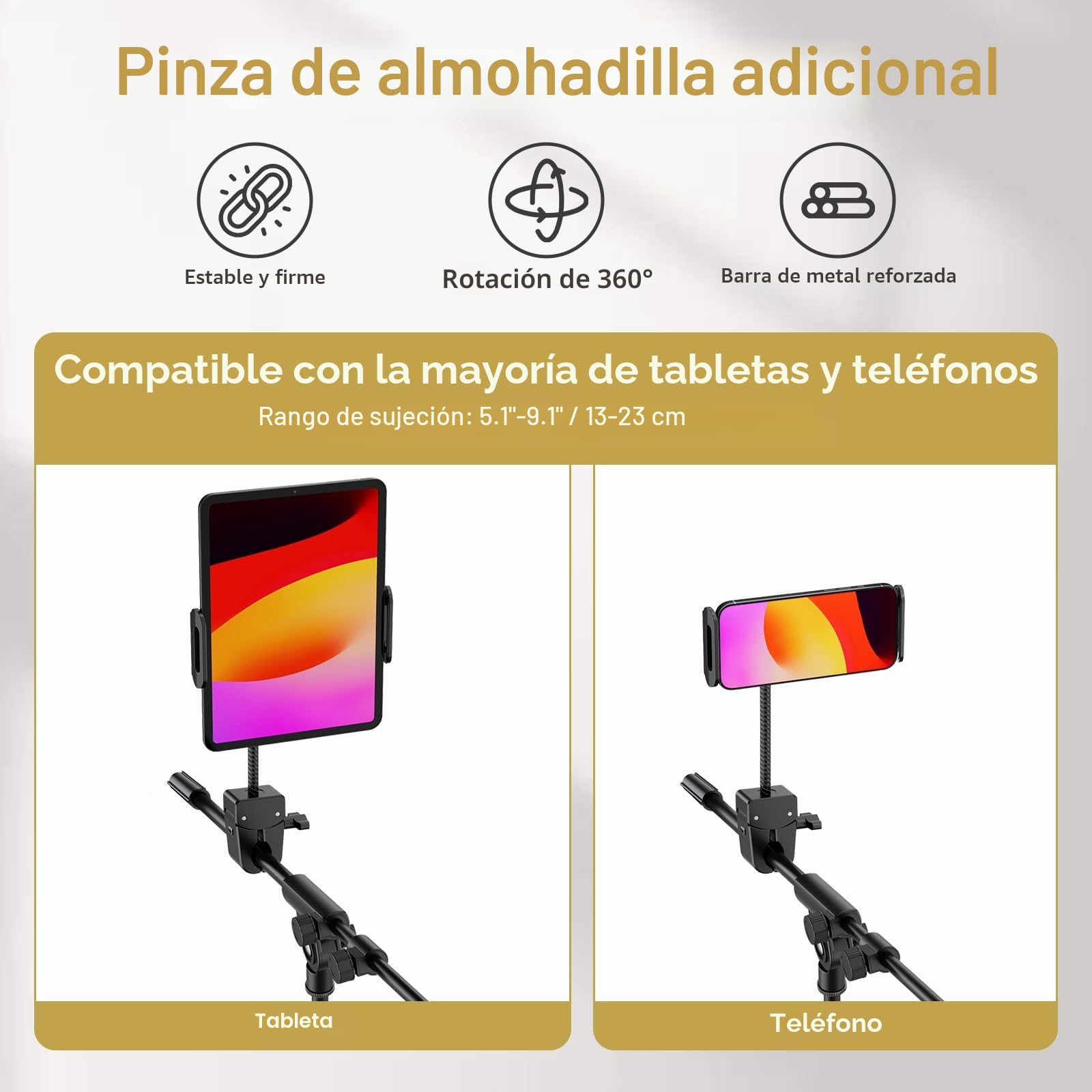 TONOR Soporte de Micrófono con Soporte para Tableta y Móvil, Trípode Suelo con Altura y ángulo Ajustables, Soporte Resistente para Conciertos Videoconferencias Escenarios con Bolsa de Transporte, T35