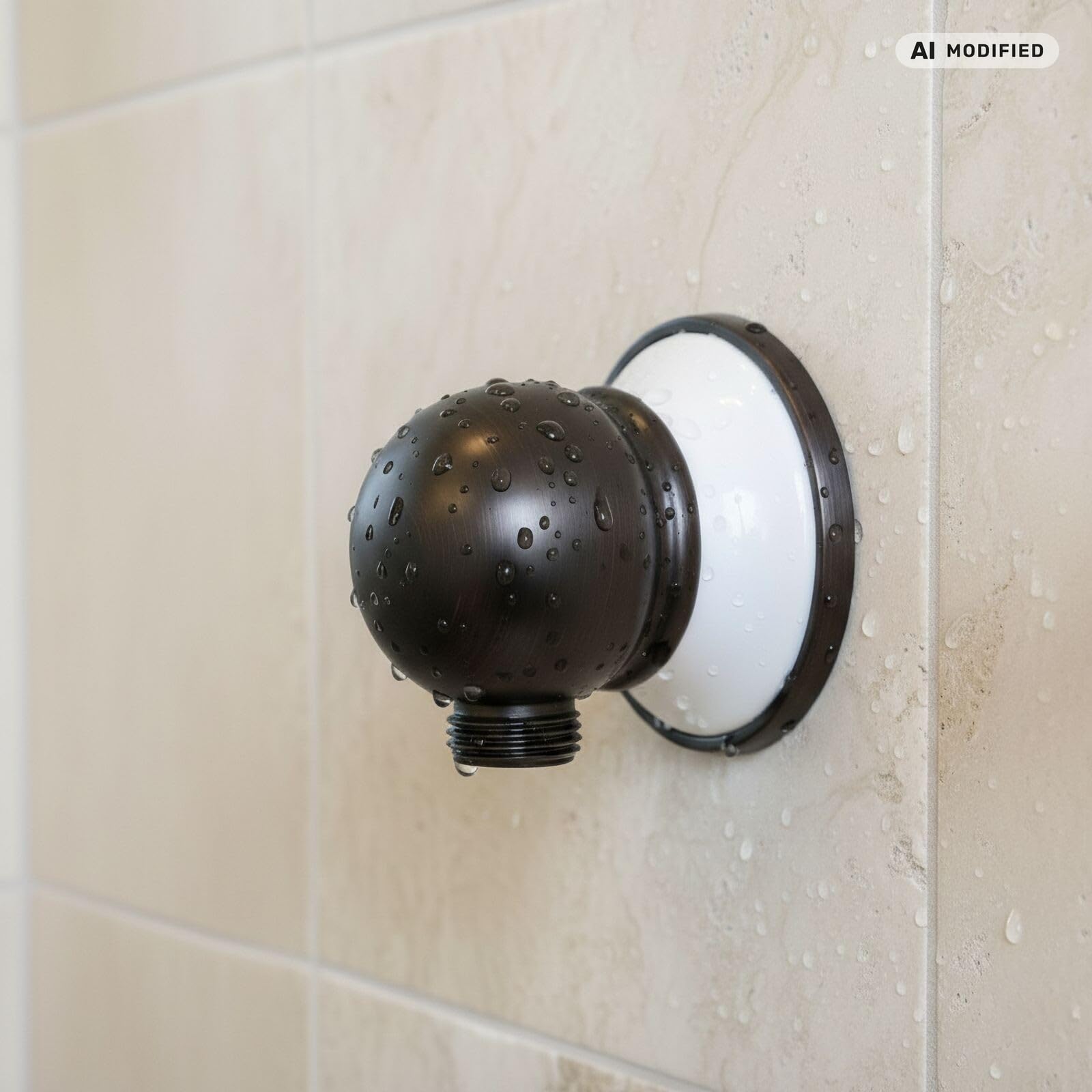 Conector de Pared para Ducha Negro Nostálgico, Latón Macizo con Inserción de Cerámica, Rosca Exterior 1/2", Acabado Mate, Montaje en Pared