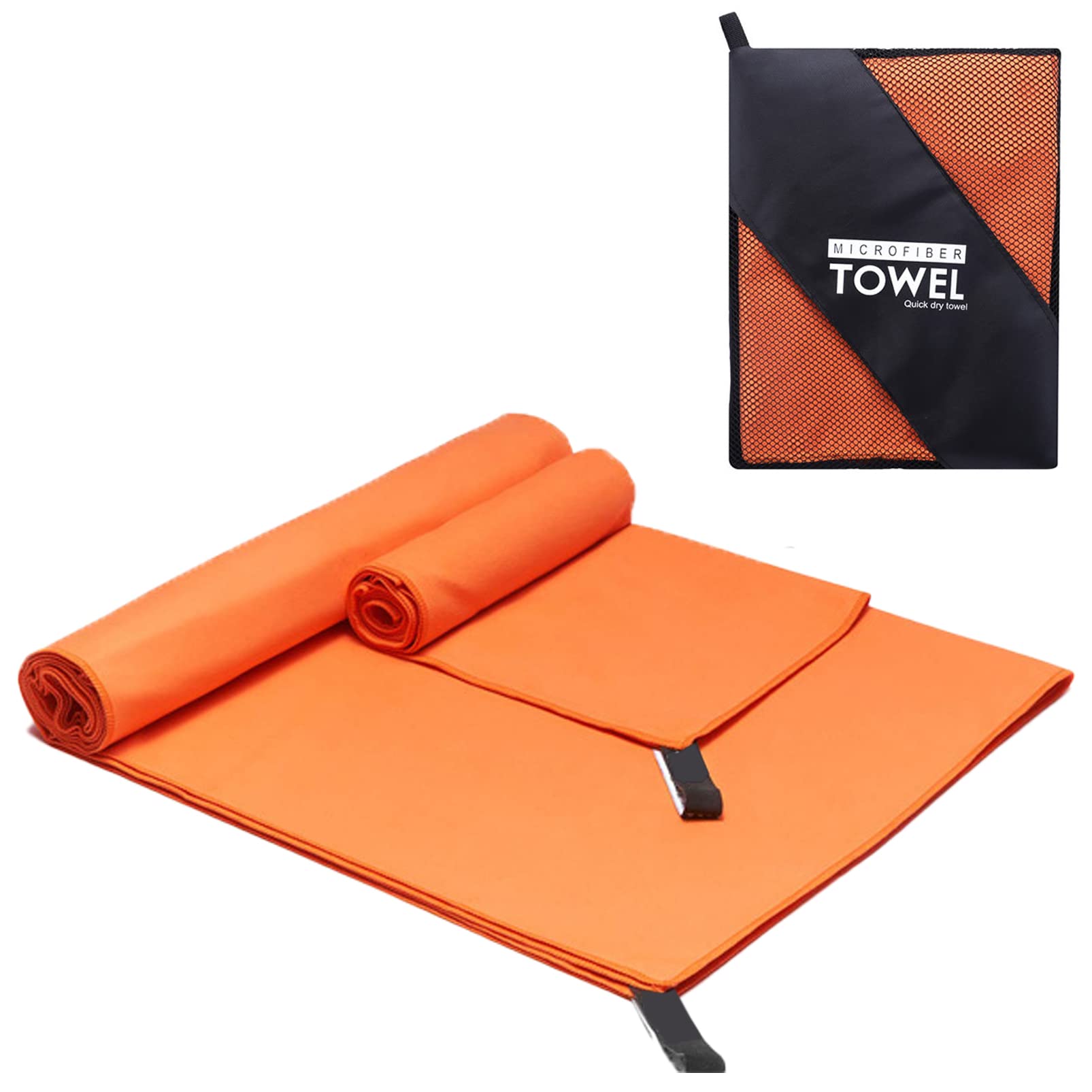 2Pcs Microfiber Towel Set Beach Towels Gym Towel Ultra Lightweight Sports Towel Super Absorbent Golf Towel Fast Drying Physical Cooling Towel with Bag for Camping Hiking Yoga Workout Spa Beach Fitness