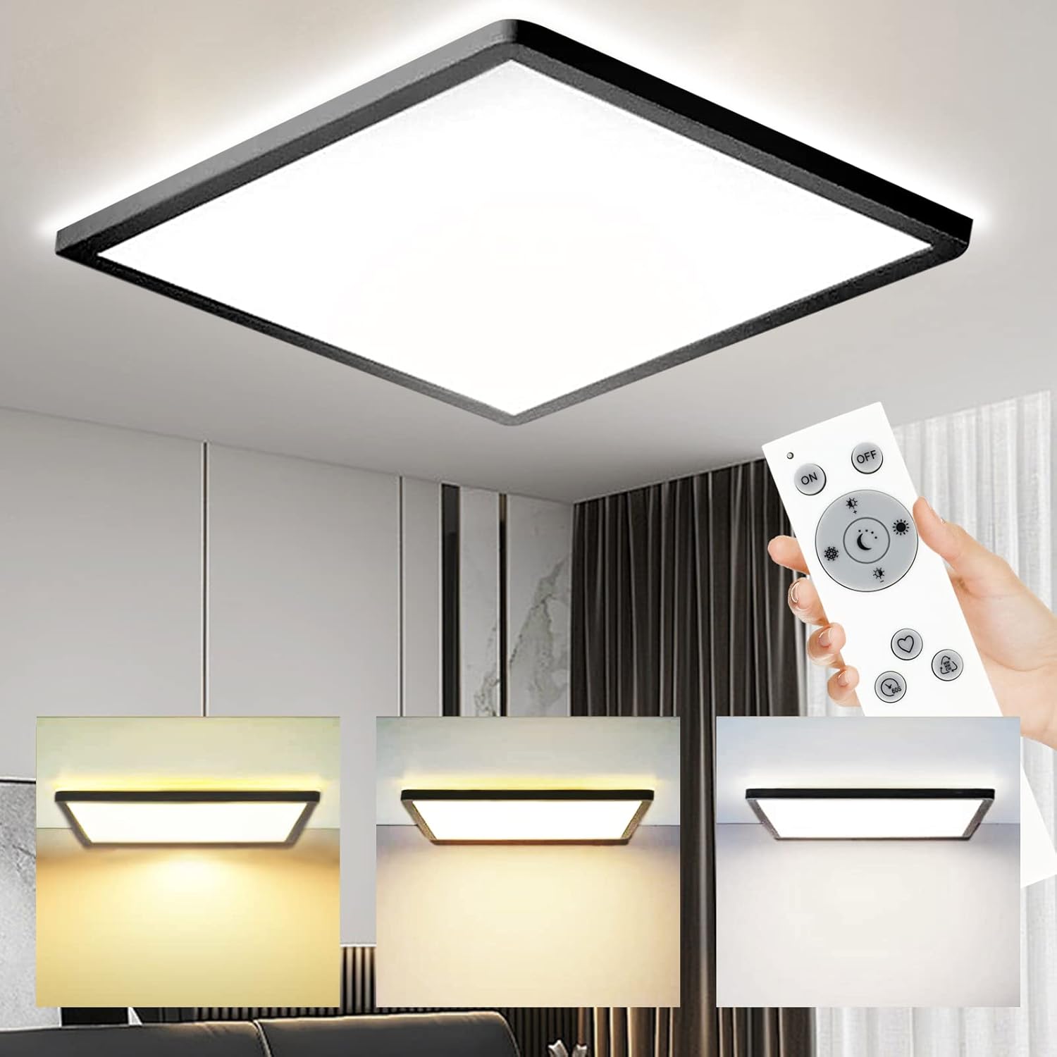 MLOQI 36W Bedroom Ceiling Lights with Remote Bathroom Lights Ceiling