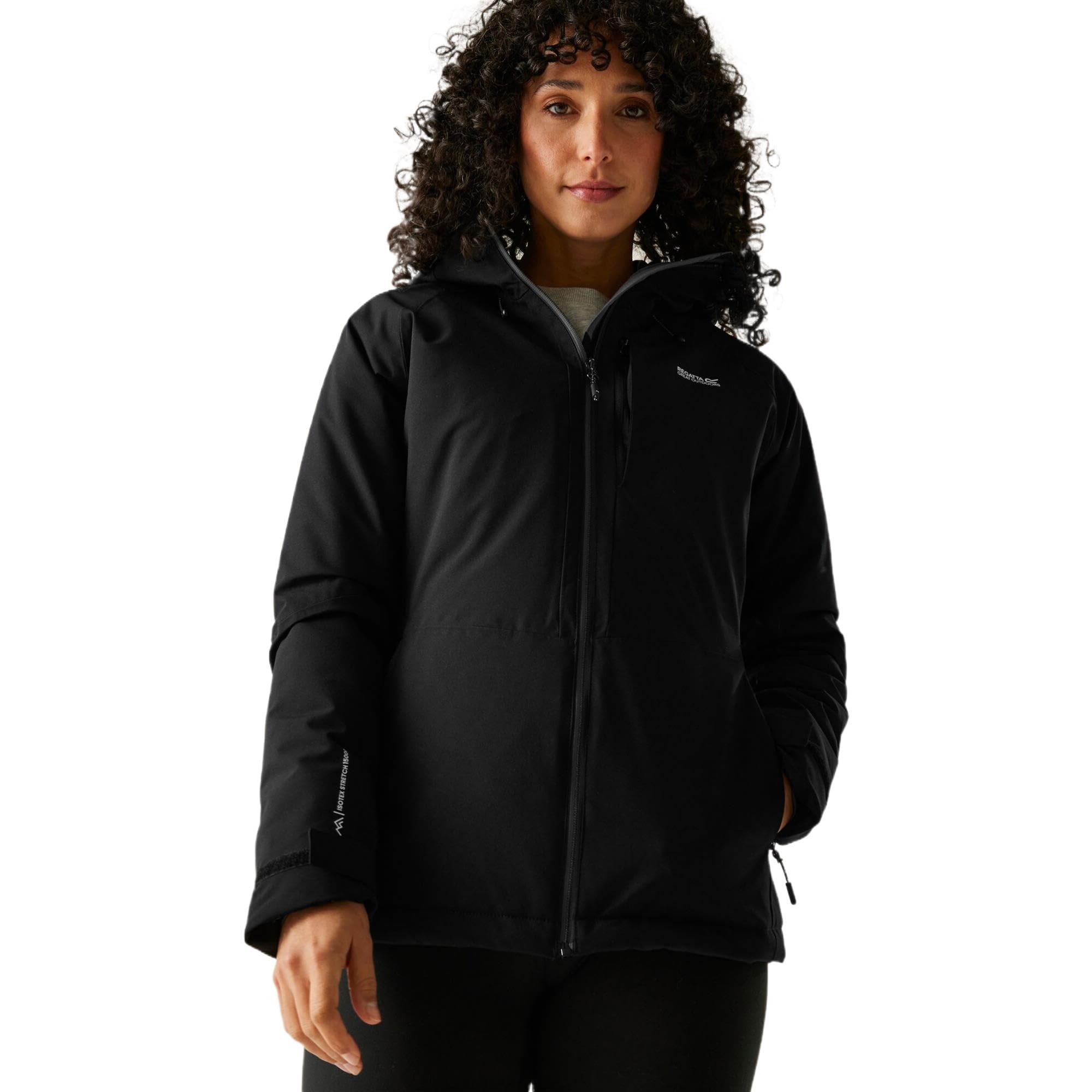 Regatta Women's Black Highton Stretch Waterproof Insulated Jacket in Size 10, Sports Direct