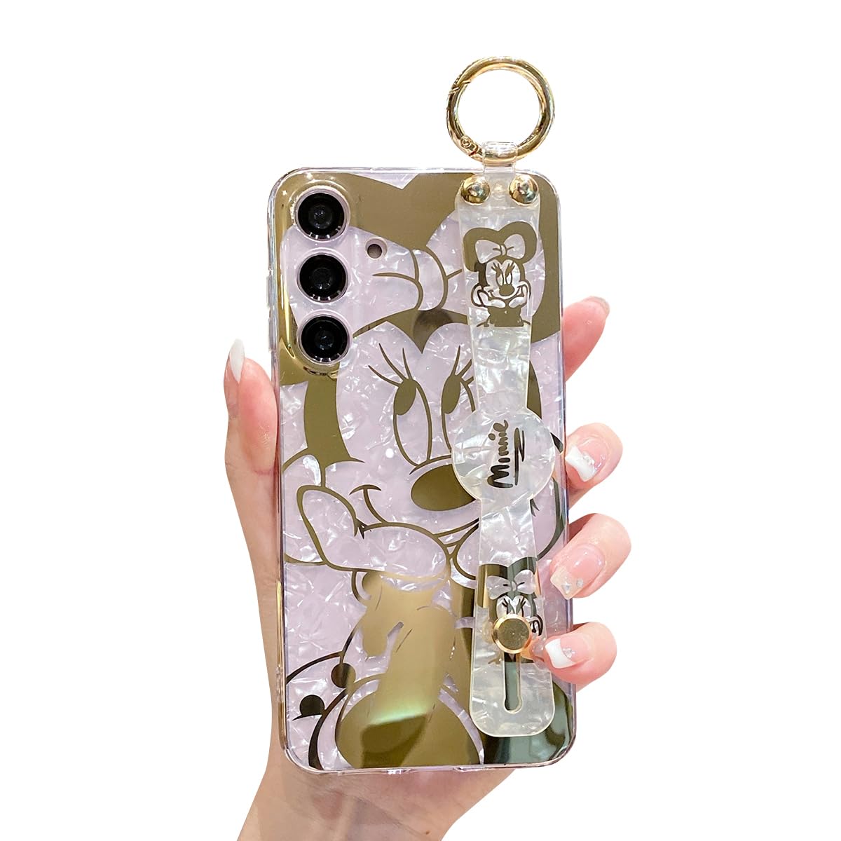Meishangmei for Samsung Galaxy A35 5g Case 6.6" Sparkle Bling with Strap Stand Cute Pattern IMD Printed Soft Shockproof Protective Phone Case Cover for Girls and Women - Minnie