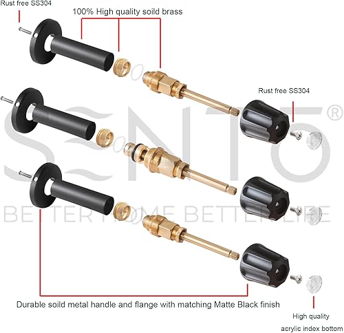 Miniatura 2 de SENTO Juego de molduras de tina y ducha de 3 asas para grifos Gerber, fácil instalación, metal resistente, negro mate