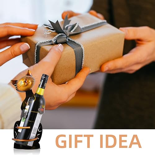 Miniatura 3 de Tooarts Gato en forma de vino titular de vino estante estante metal escultura práctica decoración casera artesanía