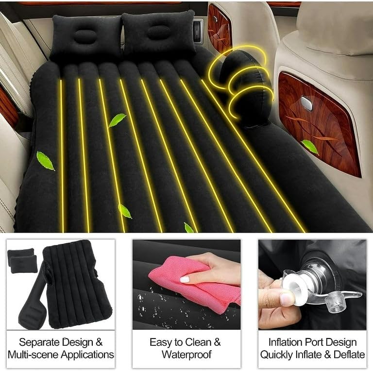Image of Inflatable Car Bed Sofa Inflatable-Back Seat With-2 Air-Pillow & Air-Pump | Bed Car Inflatable Mattress Car Bed | Kids, Trips, Camping, Picnic, Universal Size