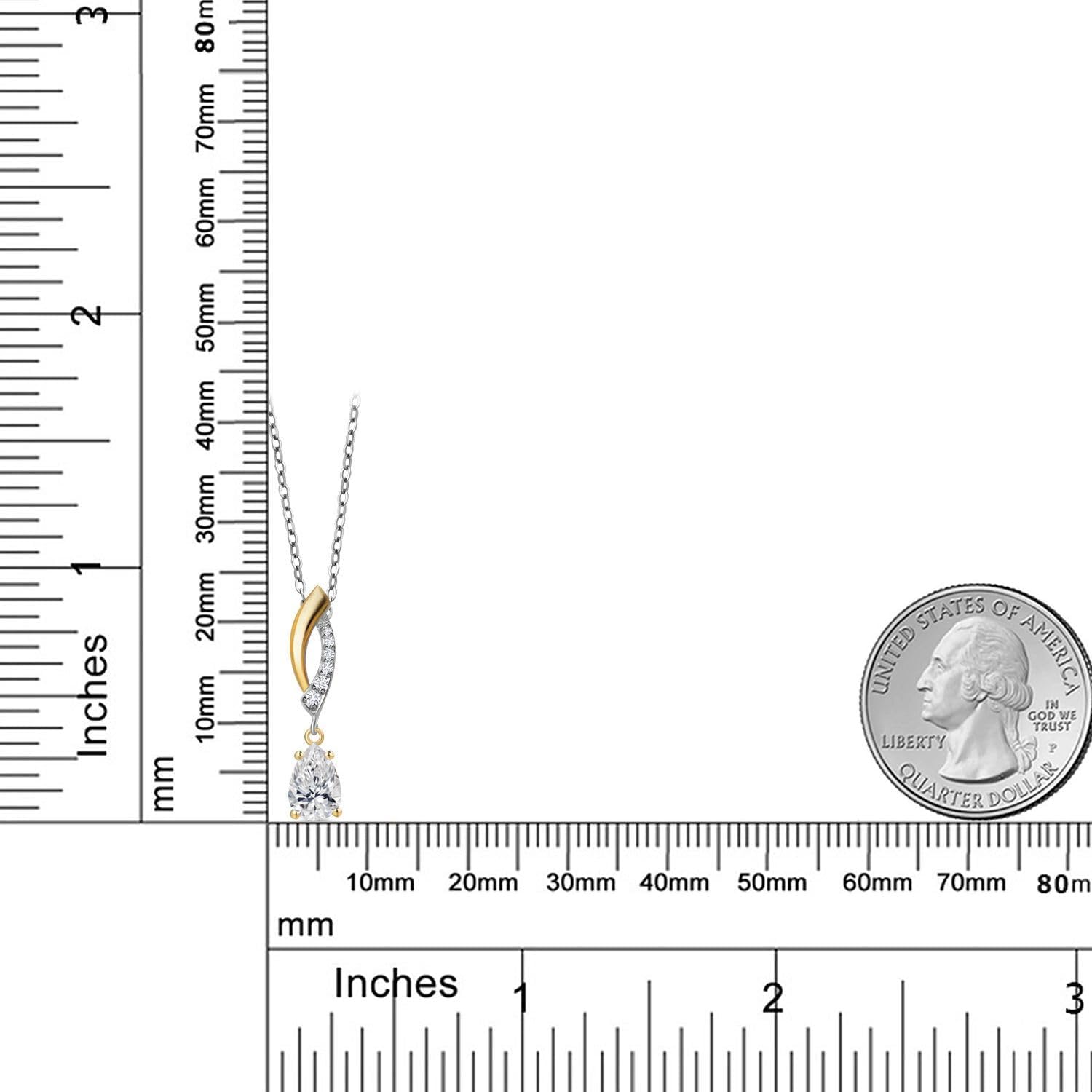 Gem Stone King Teardrop Pendant Necklace for Women | 925 Silver and 10K Yellow Gold | Gemstone Birthstone and White Lab Grown Diamond | Pear Shape 7X5MM | With 18 Inch Chain - Image 6