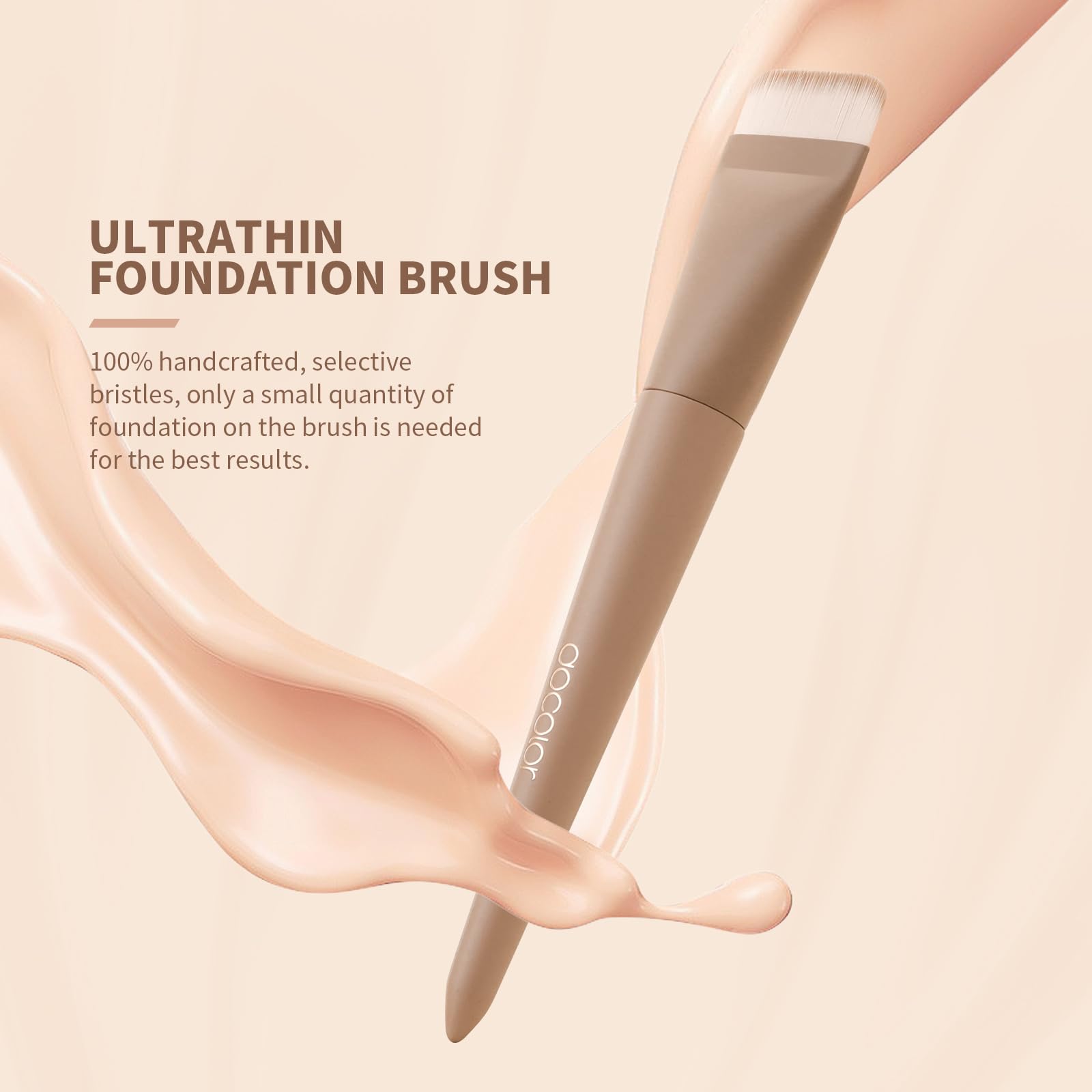 Docolor Brocha Plana para Maquillaje Líquido, Brocha Ultrafina Facial Profesional Premium para Base Líquida y Cremas, Herramienta de Korean Maquillaje Facial Delgada con Diseño Plano, Color Caqui