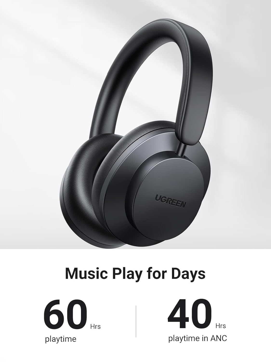 UGREEN HiTune Max 3 Headphones with 60 hours playtime indicated