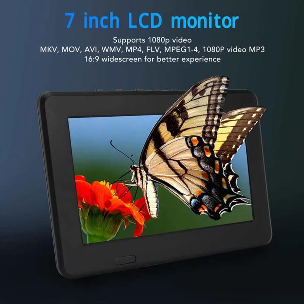 Téléviseur Numérique Portable ATSC 7 Pouces, Compatible avec la Vidéo 1080p, Écran LED HD, Batterie Rechargeable Intégrée