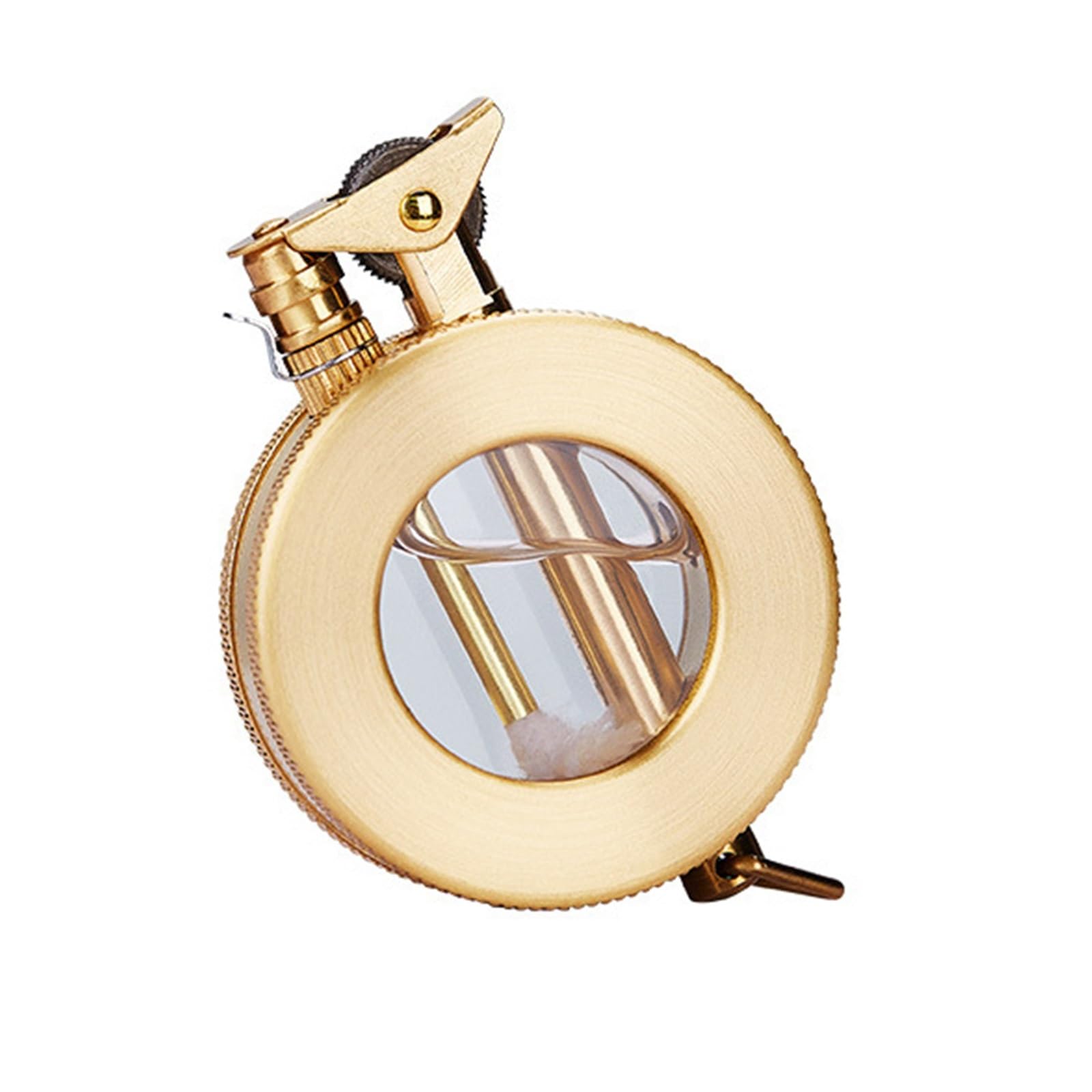 Encendedor de queroseno de cobre vintage con depósito de aceite transparente, recargable para barbacoa, velas, actividades al aire libre, regalo perfecto para hombres
