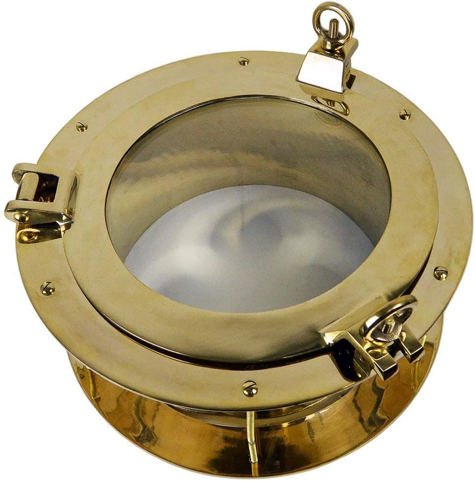 16"Dia Solid Brass Heavy Porthole Window with 6.5" Deep Flange