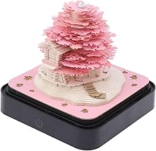 2025 Desk Calendar with 3D LED Light Detachable Carved Paper Notepad Gift for Christmas Housewarming Desk Decoration (with Calendar and Light)