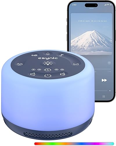 eSynic Máquina de ruido blanco recargable para bebés 30 Máquina de sonido calmante para dormir, máquina de sonido de ruido blanco con 7 luces