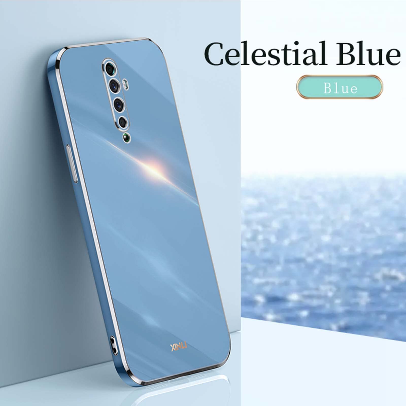 EASSGU Custodia per OPPO Reno2 (6.5 Inches), Cover Silicone TPU Colore Sfumato Trasparente, Custodia per Telefono Antiurto e Antigraffio - Blu Viola