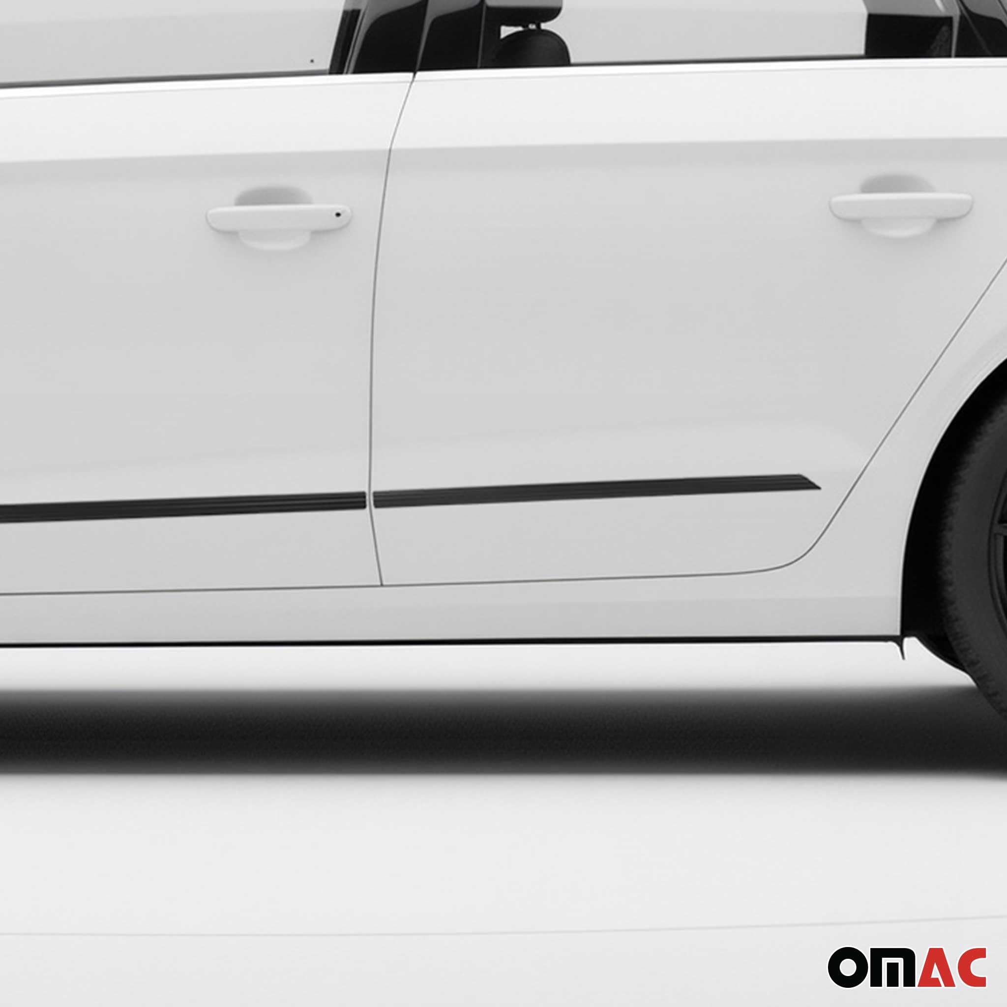OMAC Lot de 4 baguettes de protection de portières latérales compatibles avec Audi A3 2012-2024 en aluminium noir