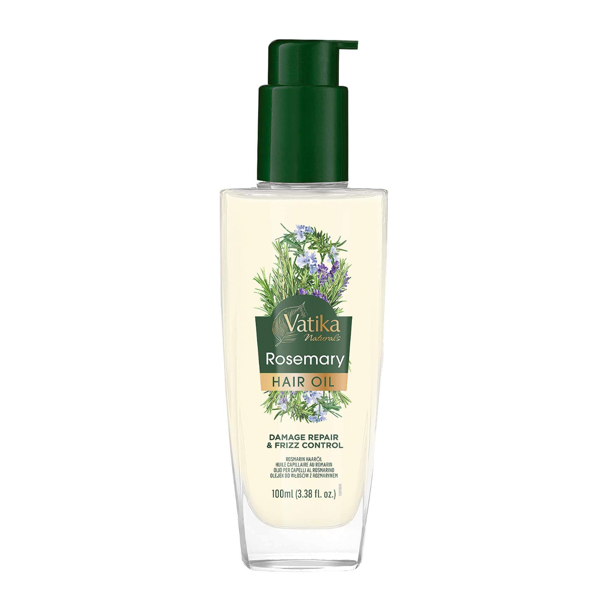 Vatika Naturals Rosemary Hair Oil 100ml – Nourishing Hair Oil with Sunflower, Olive & Almond Oil | Split Ends, Dandruff Control & Hair Growth | For All Hair Types, Curly, Wavy & Textured Hair