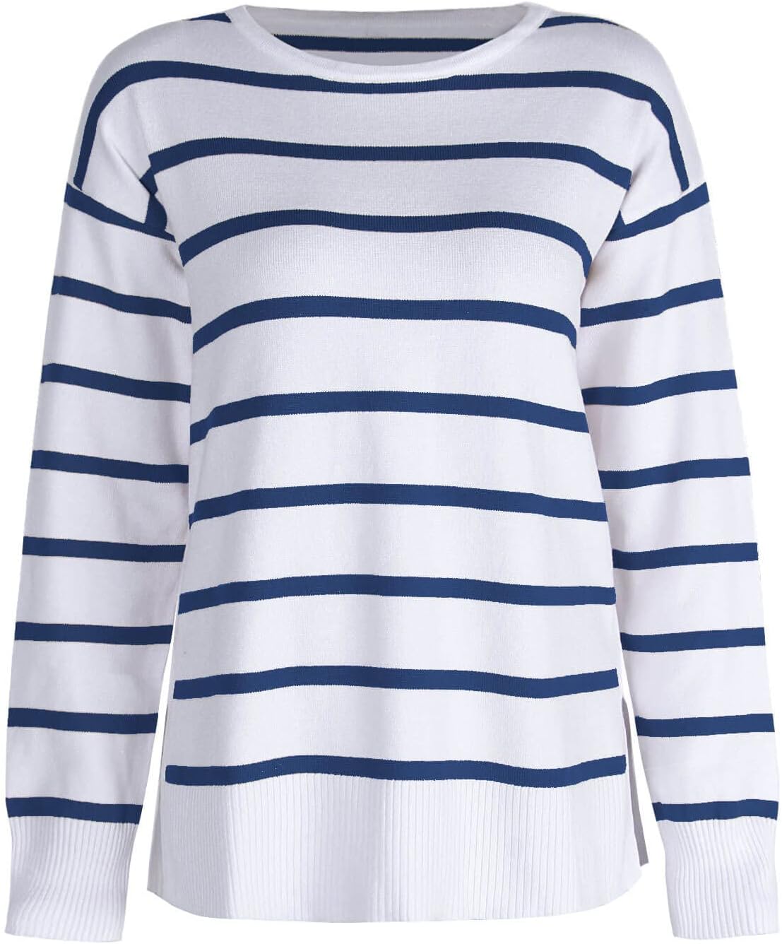 shermie Womens Stripes Sweaters Long Sleeve Crew Neck Casual Cute Heart Pullover Sweater - Image 4