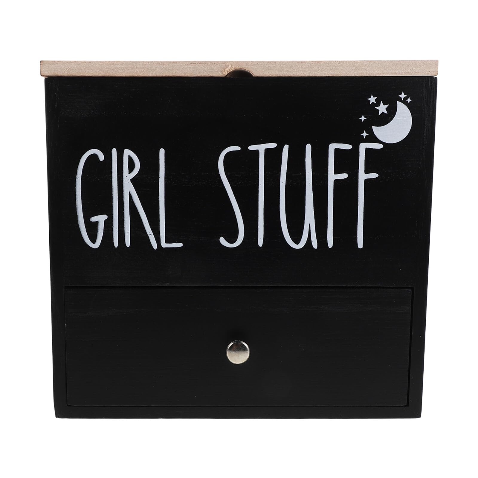 Schwarze Holzbox mit Deckel für Damenhygiene Großzügiger Tampon Wattepads Organizer für Badezimmer Kompakte Aufbewahrung mit Leicht zu Reinigendem Glattem Material
