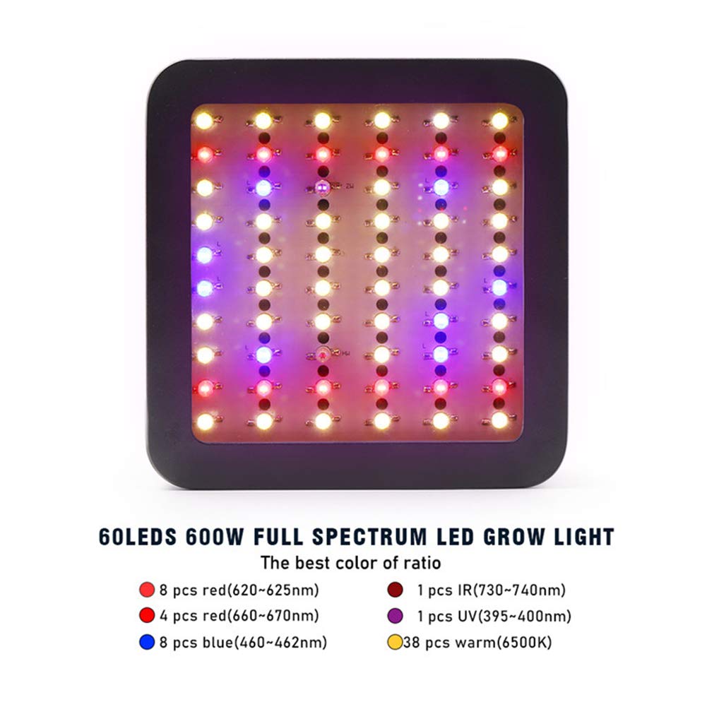 600 W Lámpara de Planta, espectro completo doble chip panel LED planta crecer accesorios ligeros para de interior vivero de flores de frutas verduras hidropónico crece la tienda Fitolampy