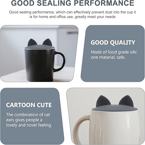 Miniatura 4 de Cabilock 3 tapas de silicona para tazas, cubiertas de silicona para tazas de gato, tapas de taza para tazas, 3.9 pulgadas
