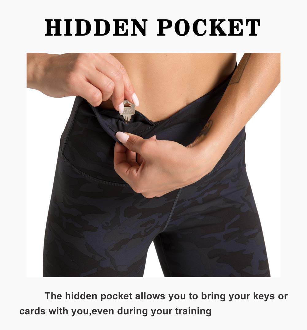Dragon Fit - Pantaloni da yoga a compressione con tasche interne in vita alta, per il controllo della pancia, elasticizzati, per allenamento, yoga