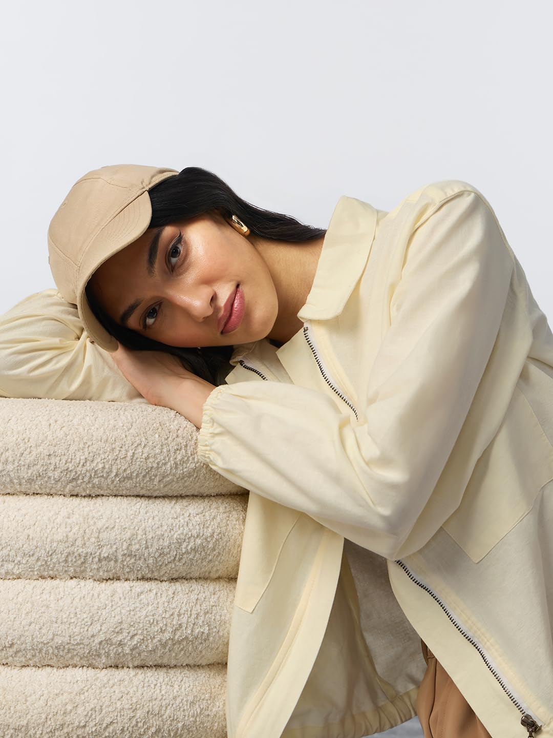 The Souled Store Shack in cotone e lino: bianco sporco da donna e ragazza a maniche lunghe collo con colletto cerniera frontale in misto cotone tinta unita vestibilità oversize camicia casual leggera