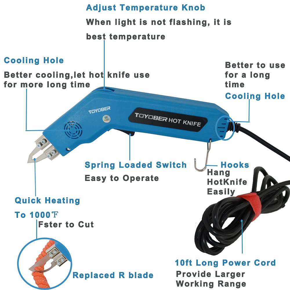 Buy TOYOBER Electric Rope Cutter Fabric Cutter Hot Knife to Cut Plastic