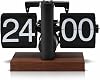 Retro Digital Flip Down Clock, Flip Desk Clock Vintage 24 Hours Mechanical Digital Automatic Turning Anti Slip Wood Base for Home Desk Table Living Room Office