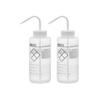 EISCO 2PK Chemical Wash Bottle, Blank Labels, 1000ml - Wide Mouth, Self Venting, Low Density Polyethylene - Performance Plastics Labs