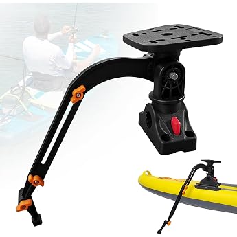 Fish Finder Holder 360 Degree Rotatable Echo Sounder Fishing Brackets with Adjustable Clamp and Universal Mounting Plate for Fishfinder Boat Kayak Height 28-40 cm