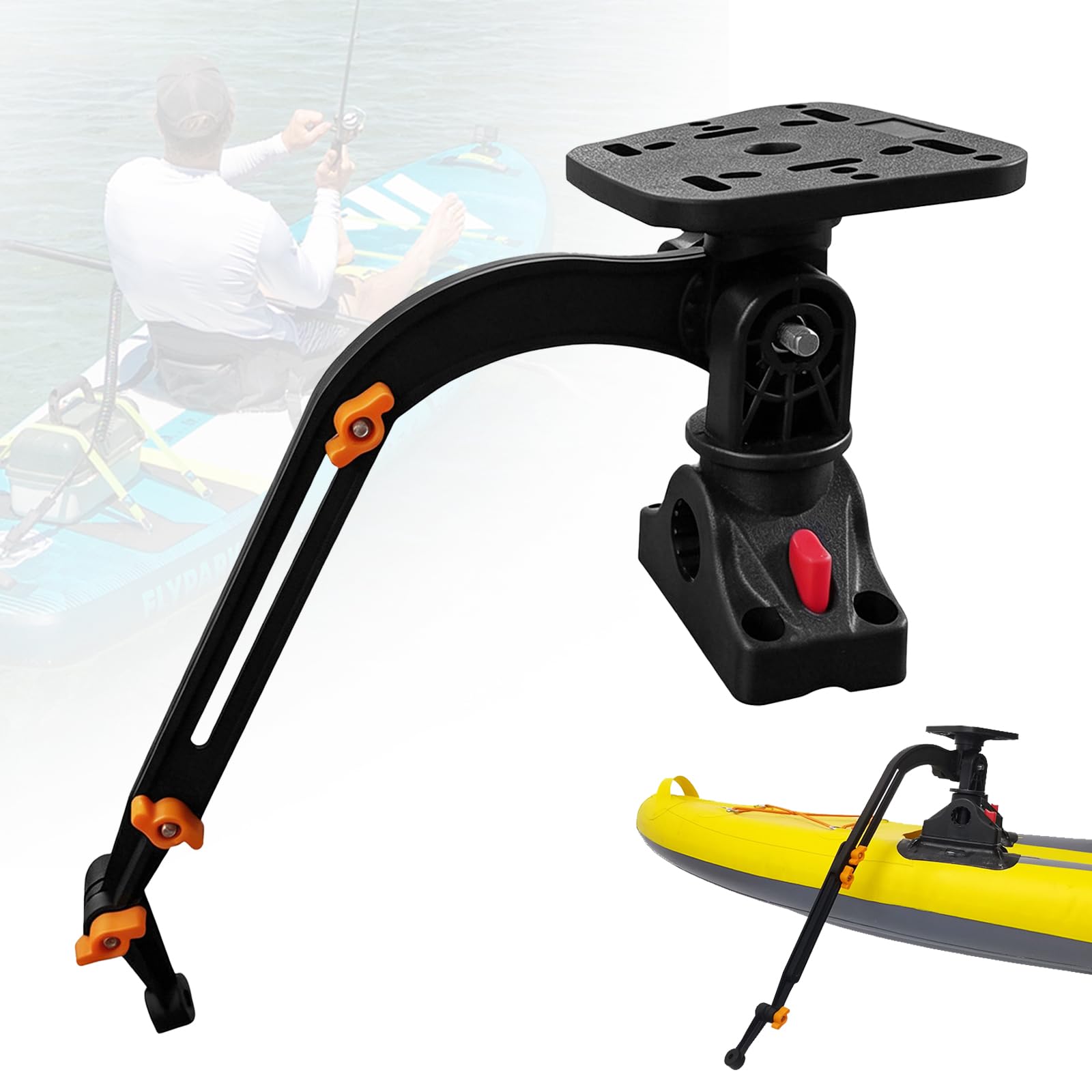 Soporte para Sonda De Pesca, Soporte Giratorio De 360 ​​Grados Soporte para Sonda con Abrazadera Ajustable Y Placa De Montaje Universal para Barcos Y Kayaks Altura De 28-40cm